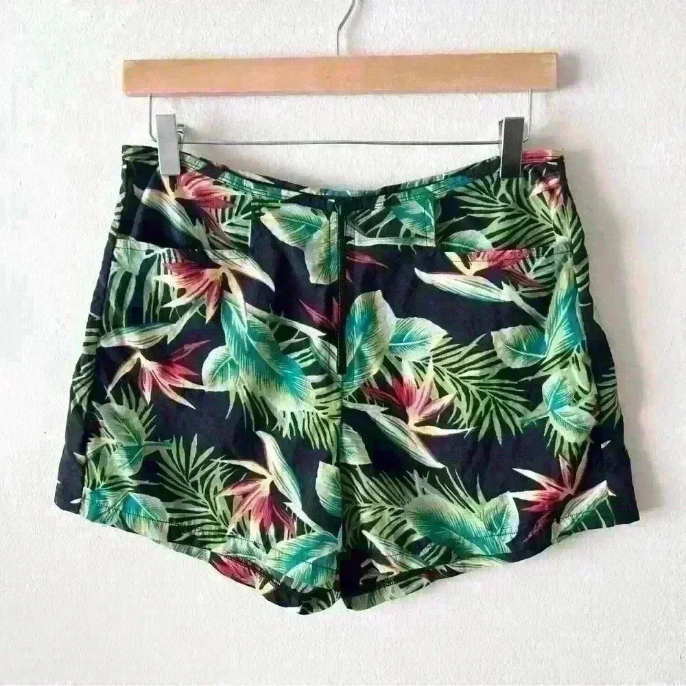 Catalina M Womens Black Tropical Print Shorts Light Weight Swim Beach Cruise